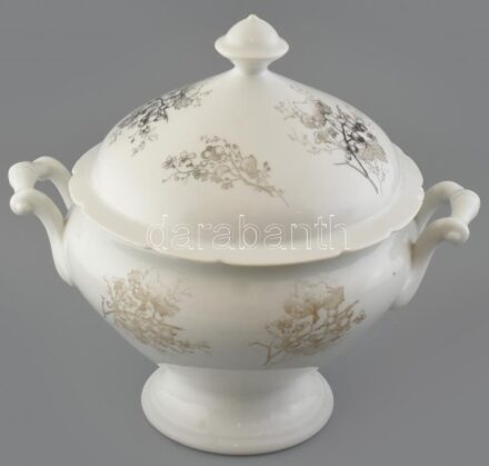 Jelzett cseh porcelán leveses tál. Matricás, jelzett, sérült. d: 28 cm