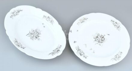 2 db Jelzett cseh porcelán sültes tál. Matricás, jelzett, kopottak