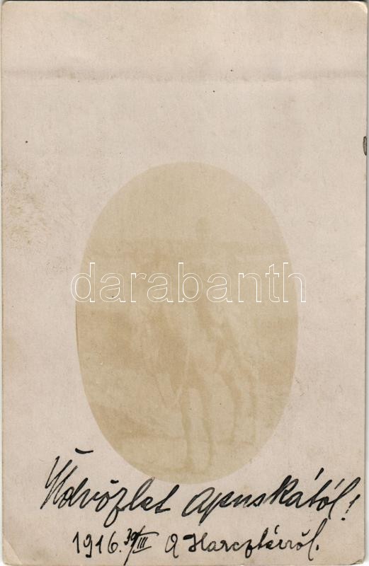 1916 Osztrák-magyar lovas katona / WWI Austro-Hungarian K.u.K. military, cavalryman. photo (EK)