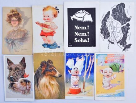 Képeslaptétel jobb darabokkal, benne több Bonzó, Jamboree grafikák és modern lapok is