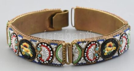 Muránói mikromozaikos réz karkötő, h: 20 cm