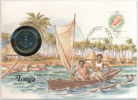 Tonga 1981. 20s Cu-Ni 'FAO' felbélyegzett borítékban, bélyegzéssel, német nyelvű leírással T:1 patina Tonga 1981. 20 Seniti Cu-Ni 'FAO' in envelope with stamp, cancellation and a prospectus in german C:UNC patina