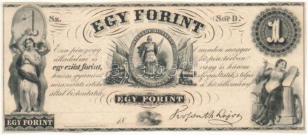 1852. 1Ft 'Kossuth bankó' kitöltetlen 'D' T:II Hungary 1852. 1 Forint 'D', without date and serial number C:XF Adamo G122