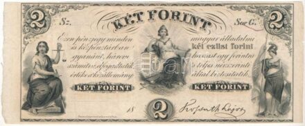 1852. 2Ft 'Kossuth bankó' 'G' kitöltetlen, ívszéllel T:II Hungary 1852. 2 Forint 'G' without date and serial number, with margin C:XF Adamo G123