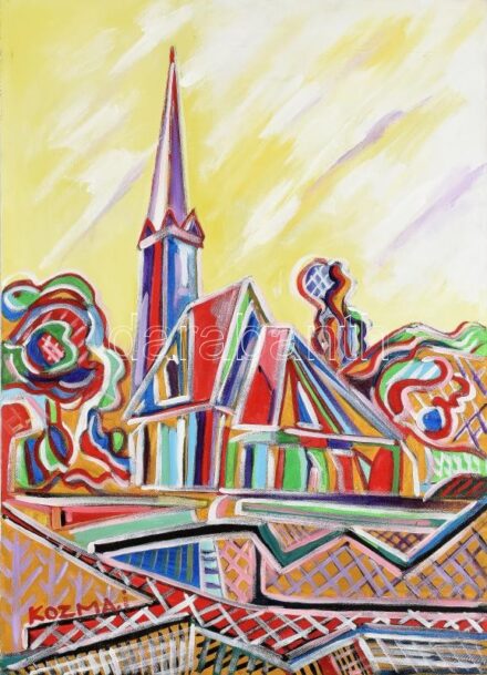 Kozma I jelzéssel: Templom. Olaj, vászon. 81,5x59 cm