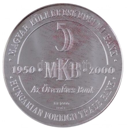 Lebó Ferenc (1960-) 2000. '50 éves az MKB / A legnagyobb magyar - Széchenyi István' Ag emlékérem eredeti tokban (31,35g/0.999/42,5mm) T:PP
