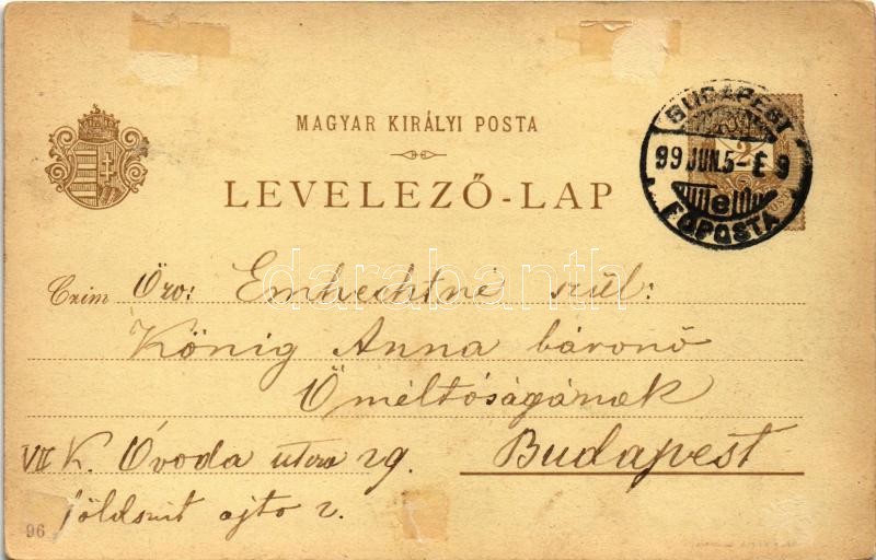 1899 (Vorläufer) Budapest I. Ezredéves Országos Kiállítás, Királyi vár, Mátyás templom, Szent István napi körmenet, litho barna 2 Kr. Ga. s: K. L. (ragasztónyom / glue marks) - Image 2