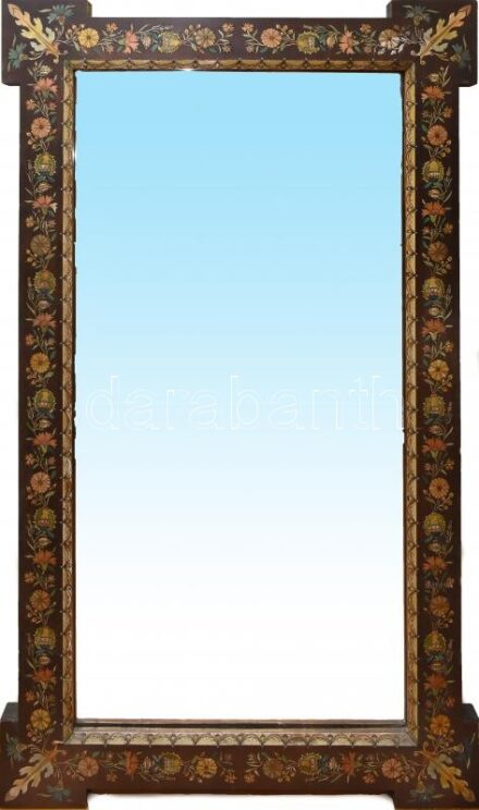 Nagy méretű szobai tükör. Kézzel festett fa. Kisebb résülésekkel 170x100 cm CSAK SZEMÉLYES ÁTVÉTEL!