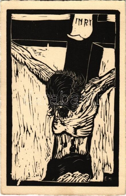 INRI / Jesus on the cross. Dutch woodcut s: Van Elbert Hooiberg (EK)