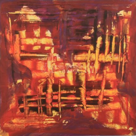 Zólyomi Katalin (?-): Forróság. Akril, farost, jelzett a hátoldalán, 40x40cm