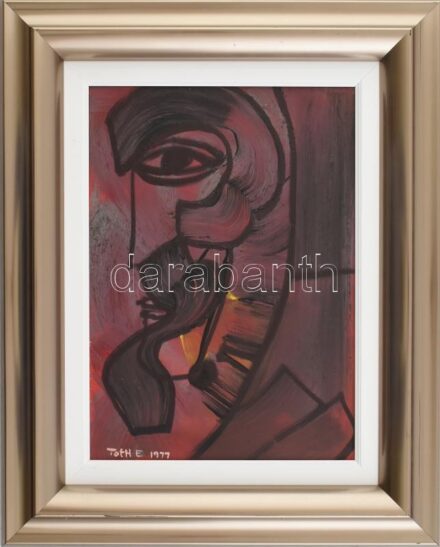 Tóth E 1977 jelzéssel: Portré. Olaj, karton. 29x21 cm. Dekoratív keretben.
