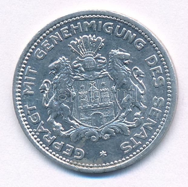 Németország / Weimari Köztársaság / Hamburg 1923. 5/100M Al szükségpénz T:1-,2 Germany / Weimar Republic / Hamburg 1923. 5/100 Mark Al necessity money (notgeld) C:AU,XF - Image 2