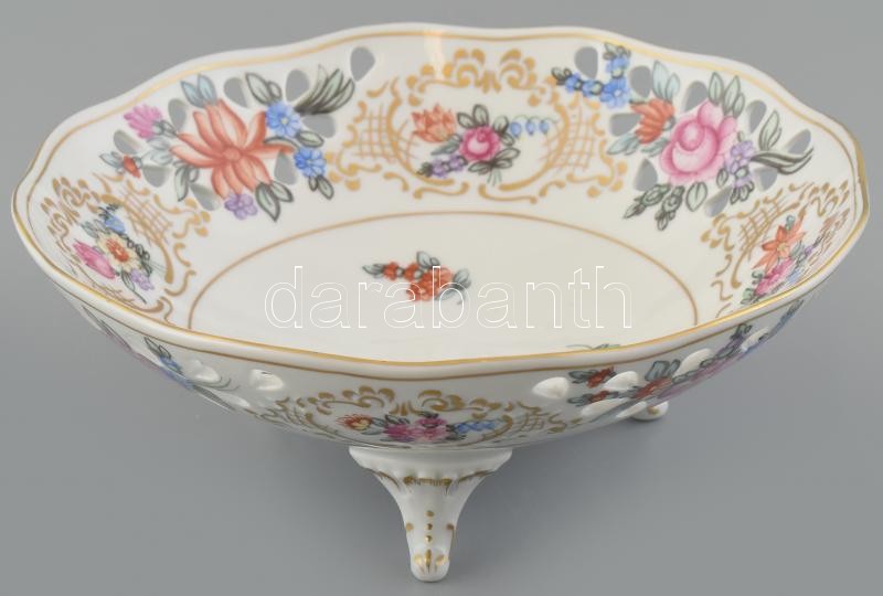 Hollóházi lábas kínálótál kézzel festett jelzett hibátlan 20 cm