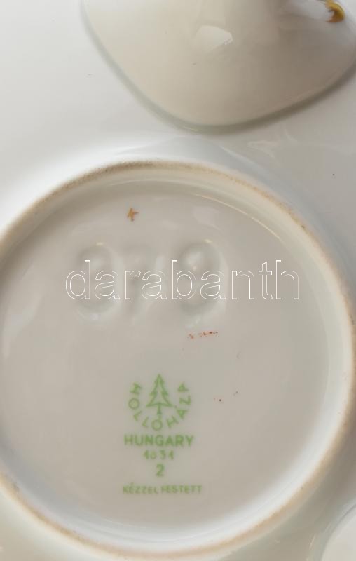 Hollóházi lábas kínálótál kézzel festett jelzett hibátlan 20 cm - Image 3