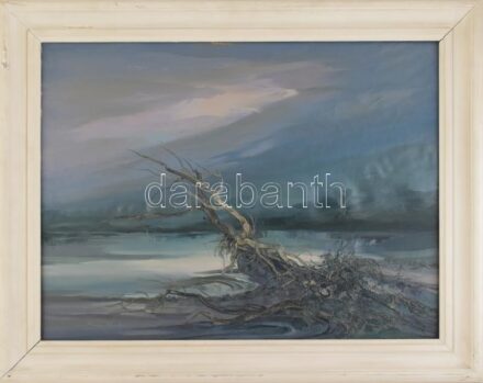 Olvashatatlan jelzéssel (...Ilona): Táj. Olaj, vászon. Hátoldalán autográf felirattal. 53x70 cm. Dekoratív fakeretben.