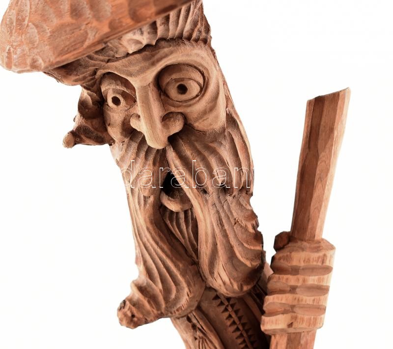 Novák László: Pipázó paraszt, faragott fa, m: 66 cm - Image 2
