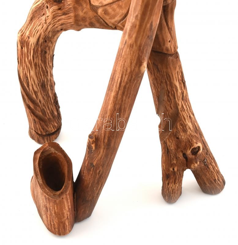 Novák László: Pipázó paraszt, faragott fa, m: 66 cm - Image 3