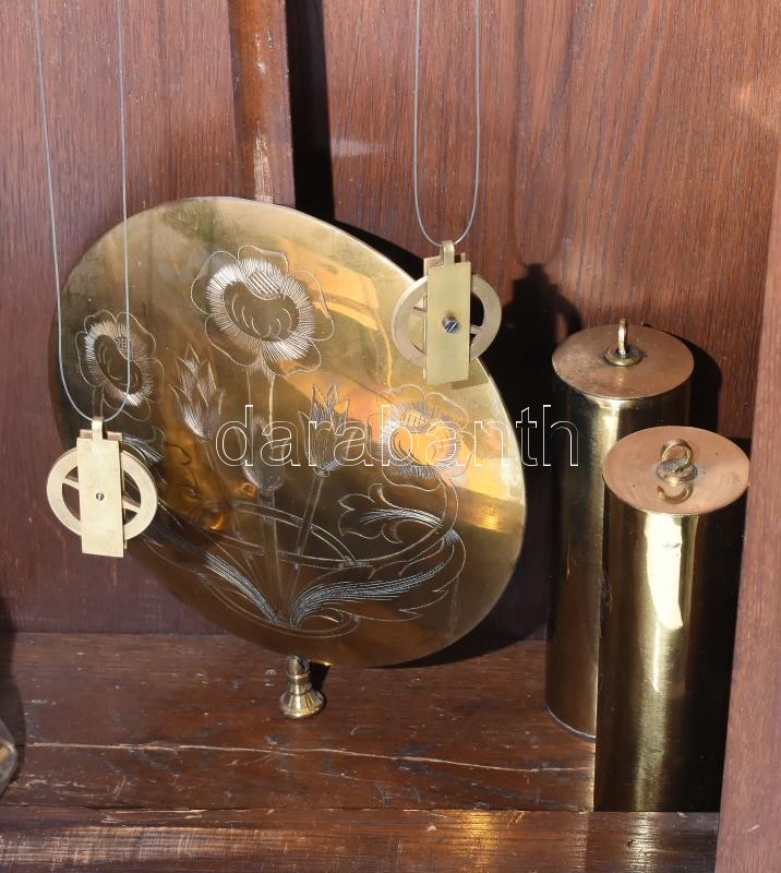 Felesütős állóóra. XIX sz. Jó állapotú fa szekrényben. 180 cm CSAK SZEMÉLYES ÁTVÉTEL! - Image 3