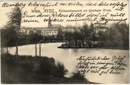 1924 Wien, Vienna, Bécs; Türkenschanzpark mit Gersthofer Kirche / park, church. B.K.W.I. 730N (EB)
