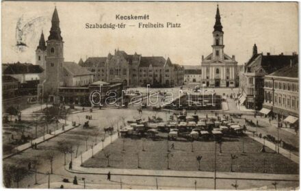 Kecskemét, Szabadság tér, piac, Fekete Soma üzlete és saját kiadása (EK)