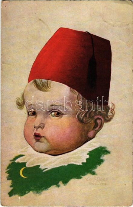 1915 Children art postcard, Turkish military s: Carl Diehl (EB)