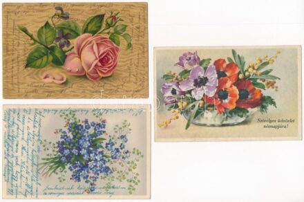 20 db RÉGI üdvözlő motívum képeslap / 20 pre-1945 greeting motive postcards