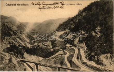 Gyalár, Ghelari; Retyisórai völgyhíd, iparvasút, bányavasút végállomása. Adler fényirda / Retisoara valley, mine, industrial railway (EB)