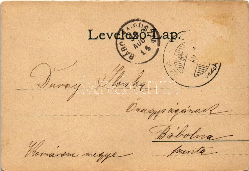 1899 (Vorläufer) Barcs, Barcstelep; Breuer ház, Fő utca, Vasúti híd. Art Nouveau, floral (szakadás / tear) - Image 2