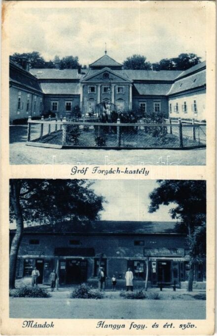 1933 Mándok, Gróf Forgách kastély, Hangya szövetkezet üzlete és saját kiadása (EK)