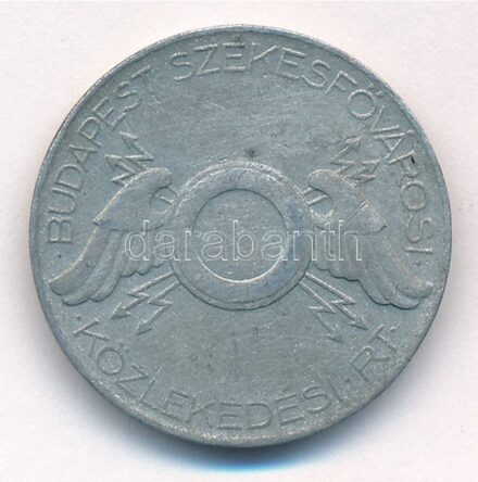 ~1940. 'Budapest Székesfővárosi Közlekedési Rt. / B.SZ.K.R.T - 20 Pengőbárca' Zn közlekedési bárca T:2,2- patina