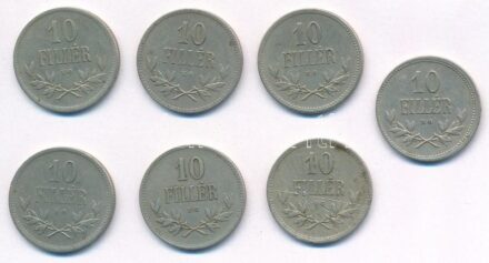 1915. 10f Ni (6x) + 1916. 10f Ni T:2 patina, kis ph, az egyiken erősebb karcok Adamo K3.1