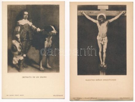 Diego Velázquez - 66 db RÉGI századfordulós művész képeslap kis tokban / VELÁZQUEZ - 66 pre-1905 art motive postcards in a small album