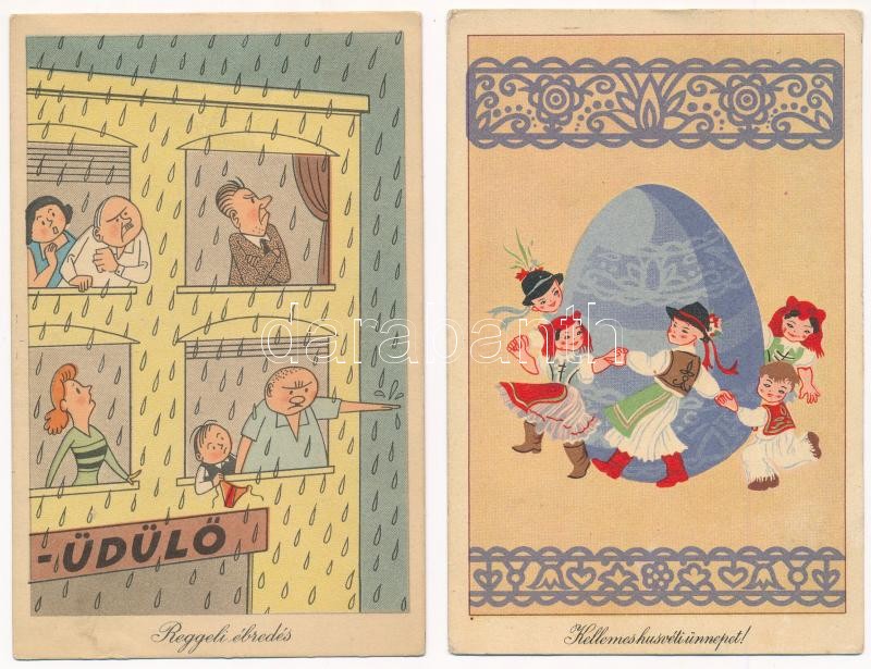 5 db MODERN magyar grafikai motívum képeslap / 5 modern Hungarian graphic motive postcards