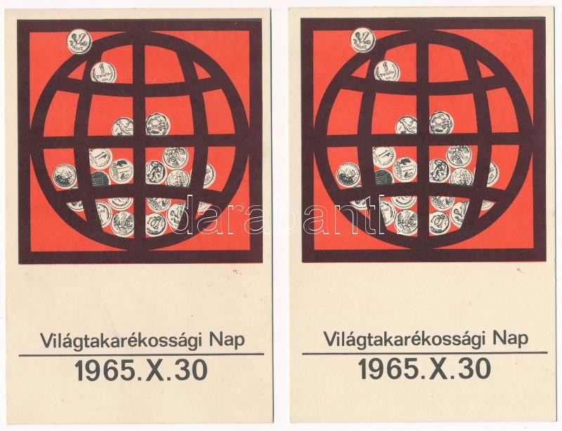 1965 Világtakarékossági Nap - 2 modern képeslap