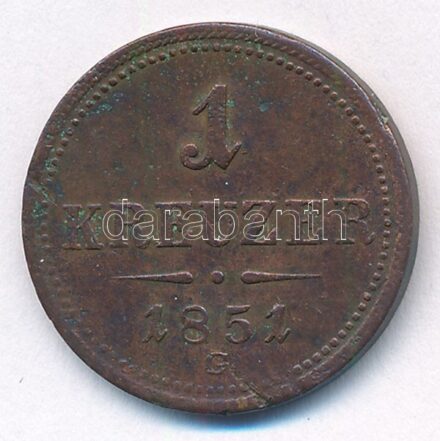 1851G 1kr Cu T:2- karc