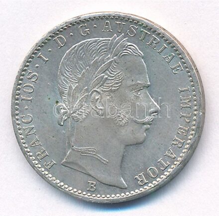 1860B 1/4Fl Ag 'Ferenc József' T:2 patina, kis ph, kis karc Adamo M12