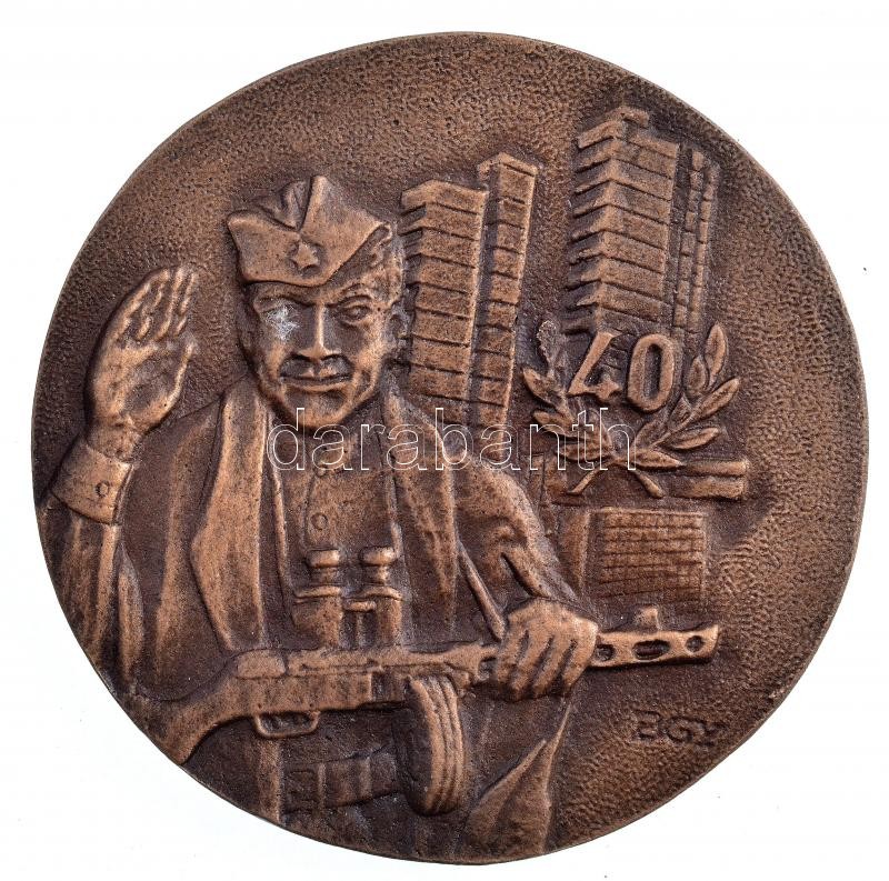 Bognár György (1944-) 1984. 'Salgótarján felszabadulása 1944' kétoldalas Br érem díszdobozban, adományozói okirattal (80mm) T:1- kis patina, a tokon foltok