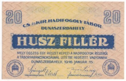 Dunaszerdahely / hadifogolytábor 1916. január 15. 20f '02 0017' T:I-