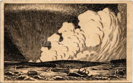 1916 Künstler-Postkarte herausgegeben v. Central-Komitee der Deutschen Vereine v. Roten Kreuz / WWI German military art postcard, Red Cross support fund. Lichtdruck v. Gebr. Deyhle & Wagner (EK)