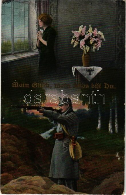 Mein Glück, mein Alles bist Du / WWI Austro-Hungarian K.u.K. military art postcard with romantic couple. L&P 5648. (EK)