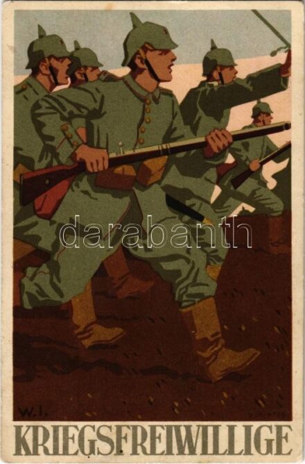 1915 Kriegsfreiwillige / WWI German military art postcard. G.M. 4700. litho s: W.I. (EK)