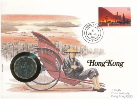Hong Kong 1982. 2$ Cu-Ni 'II. Erzsébet' felbélyegzett borítékban, bélyegzéssel, német nyelvű tájékoztatóval T:1 Hong Kong 1982. 2 Dollars Cu-Ni 'Elizabeth II' in envelope with stamp, cancellation and a prospectus in german C:UNC