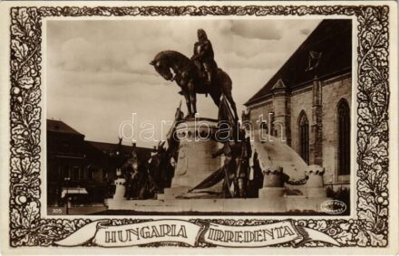 Kolozsvár, Fadrusz János Mátyás király szobra. Csiky Foto, Hungaria Irredenta / Matthias Corvinus statue in Cluj. Hungarian irredenta propaganda s: Benyák