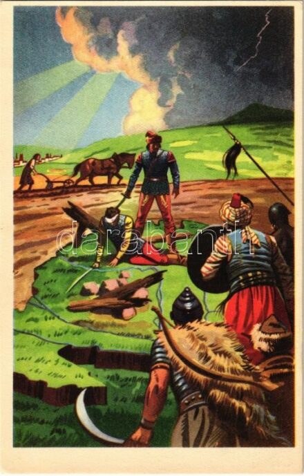 Évszázadokon át a Nyugat védelmében vérzett a magyar. Kiadja az Ereklyés Országzászló Nagybizottsága / Hungarian irredenta propaganda art postcard, Treaty of Trianon