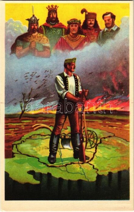 1939 Magyar őrszem, magyar hivatás. Kiadja az Ereklyés Országzászló Nagybizottsága / Hungarian irredenta propaganda art postcard, Treaty of Trianon