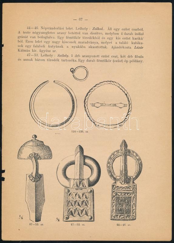 Jósa András: Szabolcsvármegyei Muzeum ős- és középkori tárgyainak ismertetése. Nyíregyháza, 1899., Piringer J.-ny., 70+1 p. Kiadói papírkötés, sérült, leszakadt elülső borítóval. - Image 3