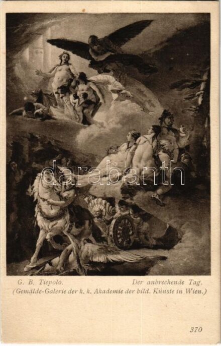 Der anbrechende Tag / Erotic nude lady art postcard. Gemälde-Galerie der k.k. Akademie der bild. Künste in Wien. J. Löwy, Wien 1907. s: G. B. Tiepolo