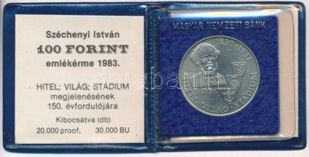 1983. 100Ft alpakka 'Széchenyi István' tokban, tanúsítvánnyal T:BU Adamo EM75