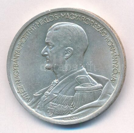 1939. 5P Ag 'Horthy balra' T:1- patina, kis ph Adamo P8.1