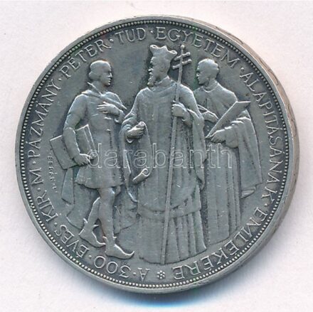 1935. 2P Ag 'Pázmány' T:1-,2 patina, kis ph Adamo P7.1